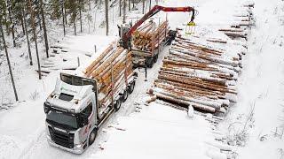 Testing the new Scania V8 and Opticruise gearbox in the frozen forests of Swedish Norrland