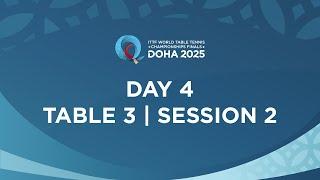 LIVE! | T3 | Day 4 | ITTF World Table Tennis Championships Finals Doha 2025 | Session 2