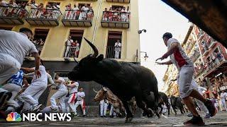 Watch: Thousands take part in the running of the bulls in northern Spain