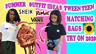 SUMMER OUTFIT IDEAS FOR TWEENS AND TEENS TRY ON HAUL 2020  HUGE SHEIN CLOTHING HAUL MATCHING BAGS.