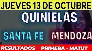 Quinielas Primera y matutina de Santa Fé y Mendoza, Jueves 13 de Octubre