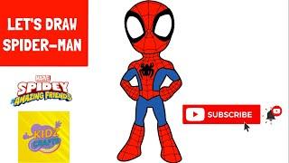 Spiderman Drawing & Coloring | Spidey and Amazing Friends | KidzCrafts #spiderman #drawing #craft