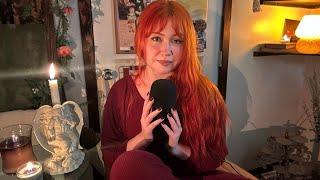 ASMR Cozy Whispers While You Drift To Sleep (Fire Crackling, Close-Up)