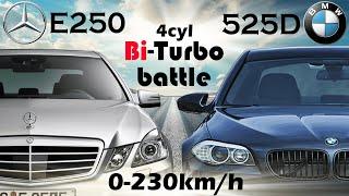 Bmw F10 525D 218hp vs Mercedes W212 E250Cdi 204hp (2.0D Bi-Turbo vs 2.2D Bi-Turbo) 0-230km/h