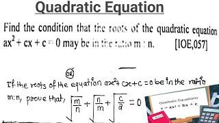 If the roots of the equation ax^2+cx+c=0 be in the ratio m:n,prove that,√m/n+√n/m+√c/a=0