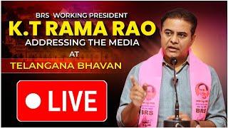 Live : BRS Working President KTR addressing the media at Telangana Bhavan.