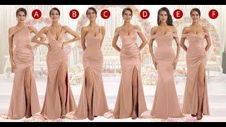 Rose gold satin bridesmaid dresses