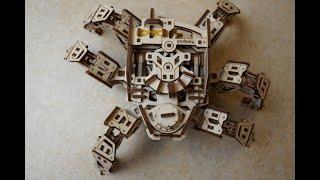 Деревянный конструктор UGEARS Гексапод Исследователь. Сборка.