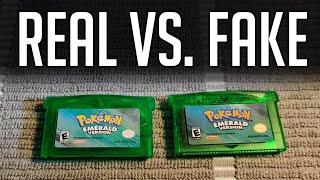 Real vs Fake Pokemon Emerald Example Quick Easy How To Spot a Fake GBA Game Boy Advance Pokemon Game