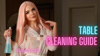 [4K HOUSEWIFE]  Table Cleaning | Transparent White Dress Try-On with Bella