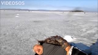 drunk Russian walrus ice fishing (subtitles)