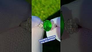 Natural emerald and diamonds ring, GIA certified, 14k white gold, www.goldaevo.com #gemstone