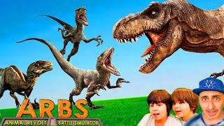 Hacemos batallas de dinosaurios en simulador!! 50 VELOCIRAPTORES vs. T-REX y mas!!