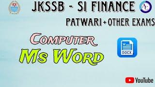 MS WORD | MS OFFICE| MCQS CUM REVISION| JKSSB |