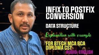 Infix to Postfix conversion in data structure | example #datastructure