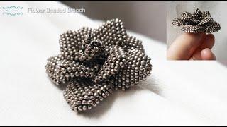 How to make a Flower Beaded Brooch. Brick stitch. Beading tutorial. Beads Jewelry Making. Handmade.