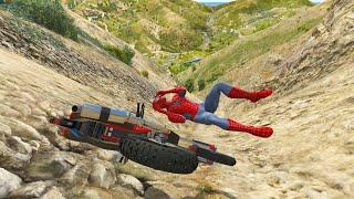 GTA 5 Stunning Ragdolls # 6 (Spider Man - Fallos en Moto Cross de montaña cuesta abajo) MOTO