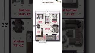 28×30 House Plan || 28×30 House Design  || 28 by 30  Plan || 28*30 House Plan || #floorplan #shorts