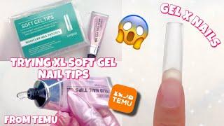 TRYING XL SQUARE FULL COVER SOFT GEL NAIL TIPS & NON STICK SOLID GLUE GEL FROM TEMU | NEW CHARME GEL