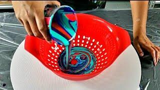 WOW ~ MUST SEE ~ Kaleidoscope Colander Pour ~  Fluid Pour Painting / Acrylic Pouring ~ Creative Art