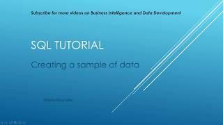 SQL Tutorial - Creating a sample of data