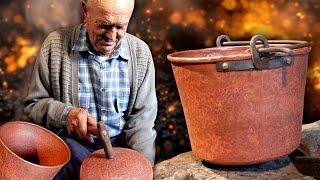 El CALDERERO. Transformación de una CHAPA DE COBRE en un CALDERO artesanal a GOLPE de martillo