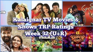 Kalaignar TV Movies And Show's TRP Ratings (Urban and Rural) Week 32