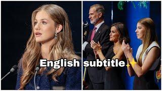 princess Leonor speech on princesa de Asturias Awards 2023 (with English subtitle)