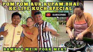 @RupamTheExplorer & @Pompomvlogs. KO LOCAL STYLE PORK MEAT BAMBOO MEIN KHILAYEIN || Northeast 