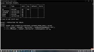 How to create database and insert values in MySQL command line.