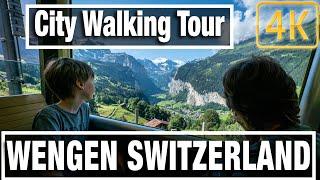 4K City Walks: Walking Wengen Switzerland above Lauterbrunnen - Virtual Walk Walking Treadmill Video