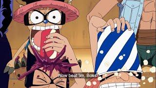 Robin gets angry when foxy pirates insult Luffy.