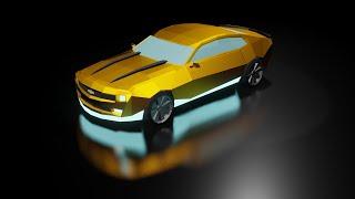 Low Poly Car With Glossy Golden