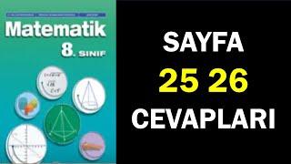 8.Sınıf Matematik Ders Kitabı Sayfa  25 26 Cevaplar Çözümler