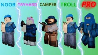 NOOB vs TRYHARD vs CAMPER vs TROLL vs PRO in Arsenal - ROBLOX Arsenal Stereotypes