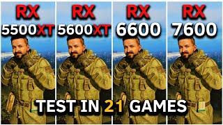 RX 5500 XT vs RX 5600 XT 6GB vs RX 6600 vs RX 7600 | Test in 21 Games at 1080p | RYZEN 5 5600 | 2025