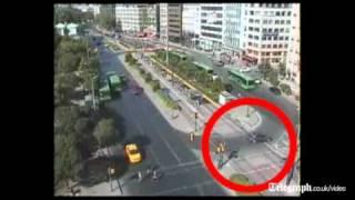 Death defying policeman clings to speeding car bonnet in real life movie stunt moment