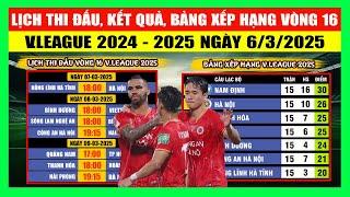 Lịch Thi Đấu, Kết Quả, Bảng Xếp Hạng Vòng 16 V.League 2024-2025 Ngày 6/3 | Cuộc Chiến "Thoát Hiểm"