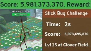 WORLD RECORD SOLO 5.98B SCORE STICK BUG | WORLD FIRST LEVEL 25 STICK BUG | Bee Swarm Simulator