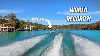 150 FOOT WAKE TO WAKE JUMP!! WORLD RECORD? - WAKEBOARDING - LAKE AUSTIN - BOAT