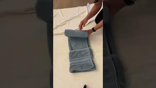 Towel folding hack closet space saving solution #foldinghacks #closetorganizing #spacesaving #viral