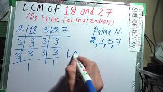 Lcm of 18 And 27 (In Hindi) | Lcm And Hcf Surendra Khilery | lcm by prime factorisation method