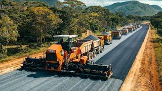 Amazing technology in the road construction process, Gravel paving machinery in paving a new road