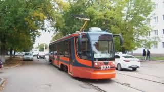 russia tram trolleybus people transport. уфа россия трамвай  ктм .октябрь 2022 ул свердлова