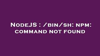 NodeJS : /bin/sh: npm: command not found