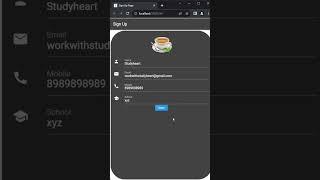 App development || Flutter Development || Sign UP page || Studyheart