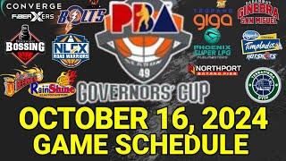 PBA Game Schedule Today | October 16, 2024 | PBA Governors' Cup Semifinals Schedule Update