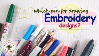 Testing different types of pen for drawing embroidery designs onto fabric! Which one is best?