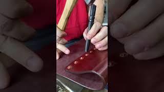 Making a leather chair by hand. Copper rivets hold most of the components together #leathercraft