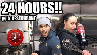 OVERNIGHT IN A RESTAURANT!! ⏰ 24 HOUR CHALLENGE (GONE WRONG)